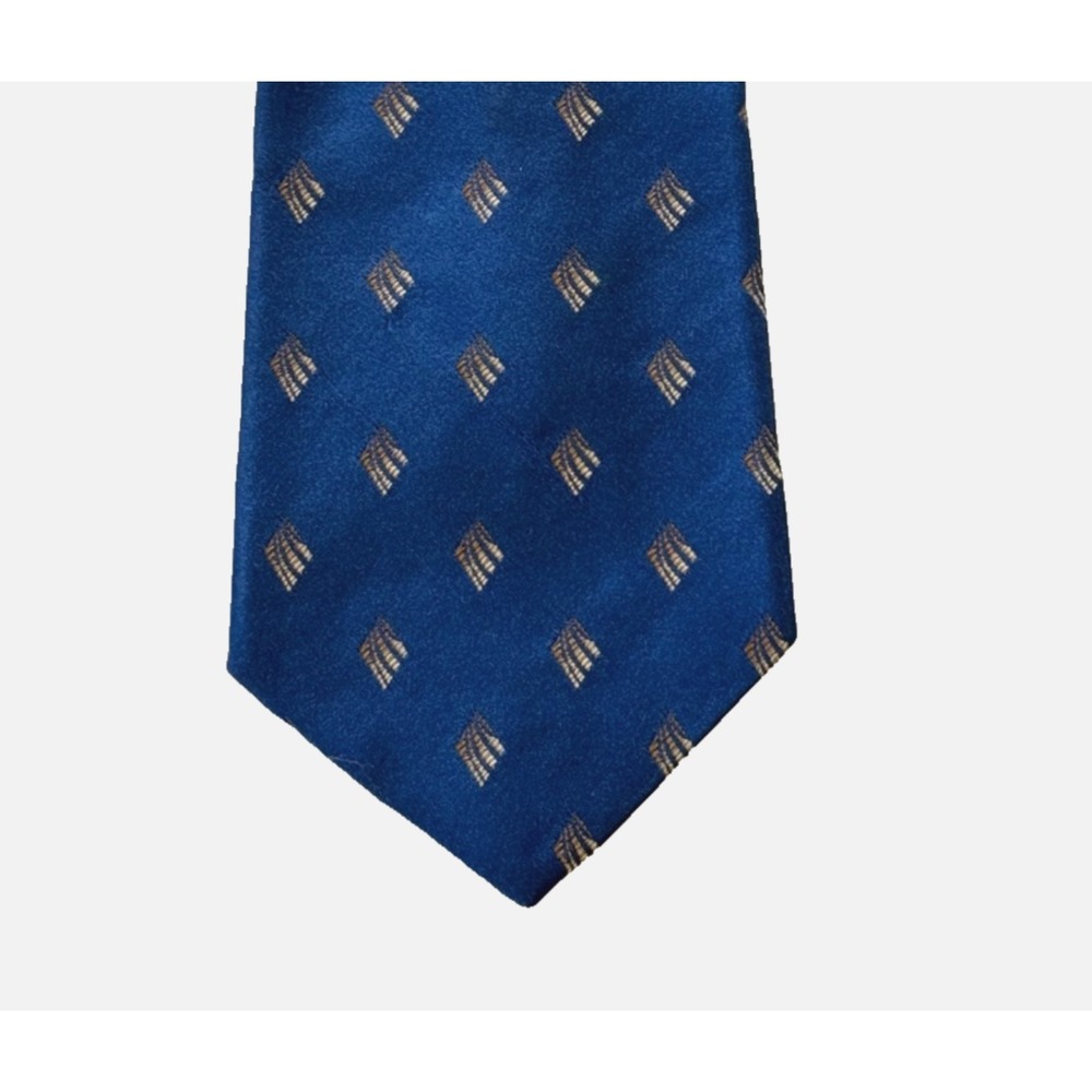 Donna Karan Signature Men's‎ Tie Blue Gold Made in USA 100% Silk from Italy